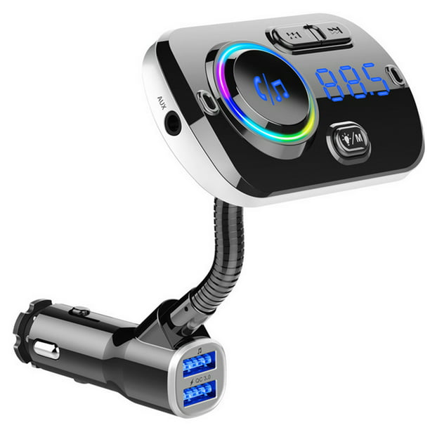 Dual USB Port Charger Compatible for All Smartphones BBD Bluetooth Hands-Free Car FM Transmitter Audio Adapter Car Kit with Built-in Microphone by Blue Beat Digital Mp3 Music Stereo Adapter 
